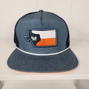 NEW Whataburger Staunch Cap Texas Flag Patch Mesh Blue Snap Back Hat Flat Brim